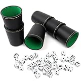 ROTKUSZ Schocken Set, 6 Würfelbecher Leder mit 36 Würfeln, Knobelbecher Leder, Leder Würfelbecher, Würfelspiel, Reisespiele für Erwachsene, Casual Games Bar Puzzles Spielzubehör