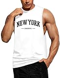 NECIOUS Tanktops für Herren, grafische ärmellose Workout-Shirts für Herren, Muskel-Tanktops, White-New York, XX-Large