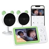 BOIFUN Babyphone mit 2 Kameras App, ECO Modus, Zonenalarme, 1080P HD, 3×Zoom, 4,3 Zoll LCD-Display Babyfon, Bewegungs/Geräuscherkennung, Fütterungserinnerungen, Wiegenlieder