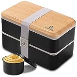 Sinnsally Lunch Bento Box Japanisch für Erwachsene,1400ml Brotdose Kinder mit Fächern,Lunchbox mit Besteck,Vesperbox,Brotzeitbox Brotbox,Essensbox Frühstücksbox Vesperdose Jausenbox mit Unterteilung