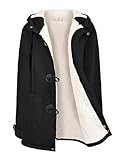 Vancavoo Wintermantel Damen Warm Winterjacke Elegant Plüsch Jacken Mantel Winter Fleece Hoodie Coat Kapuzenjacke,Schwarz,M