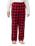 LAPASA Kinder Schlafanzughose Loungehose Freizeithose Pyjamahose Baumwolle Flanell 3-13 Jahre/ 95-165 Unisex Jungen Mädchen K06 (Rot+Schwarz 2, XS)