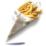 Kerafactum® - 50 Stück fettdichte Pommestüte Pommes Tüten Kartoffelstäbchen für Fish and Chips geeignet French Fries Motiv Daily News Zeitung Tüte Zeitungstüte Größe 25 x 18 cm