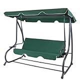 Montafox 4-Sitzer Hollywoodschaukel mit Liegefunktion belastbar bis 280 kg Gartenschaukel Gartenliege inkl. Sonnendach, Farbe:Galapagosgrün