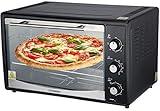 Mini Backofen 45 Liter mit Umluft | Elektrischer Drehspieß | 1800 Watt | Umluft Ofen | Pizzaofen | Innenbeleuchtung | Inkl. Backblech und Grillrost | Minibackofen | Kleiner Backofen | Miniofen