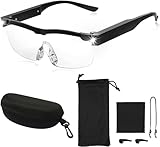 Sunshine smile Lupenbrille mit Licht Testsieger,Lupenbrille mit Licht für Brillenträger,300% Vergrößerungsbrille mit 2 LED Lichts,Vergrößerungsbrille Mit Led