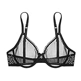 varsmiss Damen Unwattierter Bügel BH Transparent Sexy Mesh BH