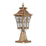 Viktorianische Gartenleuchte auf Fuß, Säule für den Außenbereich, moderne Laterne im Bauernhof-Stil, für Terrasse, Auffahrt, Hof, Weg, goldfarbenes Licht mit Montagesockel auf Säule