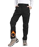 Djtnzdm Skihose Kinder Winter Softshellhose Jungen Winddicht wasserdichte Schneehose Kinder Thermo Regenhose Atmungsaktiv Warm Outdoorhose Fleece Trekkinghose Jungen Warm Hose Kinder Schwarz 146-152