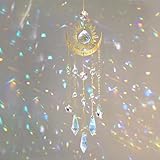 DEMIUKO Sonnenfänger Kristall Fenster Hängend Windspiel Sonne Mond Anhänger Boho Deko Sonnenfänger Kristallkugeln Kristall Prisma Lichtfänger Suncatcher für Balkon Fensterdeko Weihnachts Geschenk