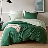 Degrees of Comfort Bettwäsche 135x200 4teilig salbeigrün hellgrün, bügelfrei Bettbezüge mit Reißverschluss - zweifarbiges Bettwäsche Set aus gebürsteter Mikrofaser, 2 Bettbezüge & 2 Kissenbezüge 80x80