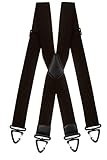 Olata Robuste Extra Breite X-Hosenträger mit Kunststoff-Karabinerhaken – 5 cm Breit. Schwarz