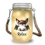 Baby Fledermaus Solarlicht mit Spruch Relax niedlich süß Comic-Stil für beruhigende Entspannung ideal zum Relaxen im Garten