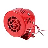 TKSE Rotes Luftsirenenhorn, 12V elektrisches Auto LKW Motorrad Luftangriff Sirene Alarm laut 50er Jahre rot