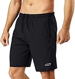 Sporthose Herren Kurz Hosen Laufhose kurze Hose Herren Trainingshose Shorts Sport Jogginghose Männer Fußballhose Jungen Schnelltrocknend Tasche Laufshorts für Fitness Outdoor Sommer Schwarz L