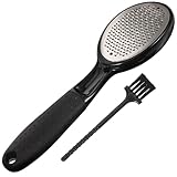 Veemoon Edelstahl Fußfeile mit Griff Langlebiges Hornhautentfernungswerkzeug Inklusive Reinigungsbürste Ergonomisch für Pediküre Zuhause und Salon gegen Raue und Abgestorbene Haut