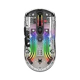 SENECESLI RGB Gaming Maus, 2,4 G Wireless, Bluetooth, USB, 3 Modus Computermaus mit Transparentem Gehäuse, 800 Bis 2400 DPI, 5 Geschwindigkeiten Einstellbar, Stummschalttasten, 500 MAh