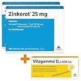Zinkorot 25 Tabletten: Hochdosierte Zink Tabletten mit 25mg Zinkorotat pro Tablette, nur 1x täglich, 2x 100 Stück + Vitagamma Muster