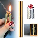 Grabenfeuerzeug, Vintage Nachfüllbar Kerosin Feuerzeug, Messingfeuerzeug, Retro Feuerzeug Petroleumfeuerzeug für Kerze Küche Grill Camping Schmuck Schweißen (Messingfarben) (1)