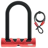 ABUS Bügelschloss Ultimate 420 + USH-Halter + Sicherungskabel Cobra 10/120 - Fahrradschloss-Set - ABUS-Sicherheitslevel 12 - Schwarz/Rot - 140 mm Bügelhöhe