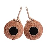 Artibetter 2 Stück Naturnahes Kokosnuss Schalen Vogelnest Hängendes Papageienhaus Verschleißfestes Vogelbett Dekoratives Nistkasten Zubehör Für Wellensittiche Und Kleine Vögel