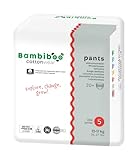 Bambiboo Baby Windeln Pants Größe 5 (ab 12 kg) COTTONWEAR Panty Höschen mit Bio-Baumwolle und Pflanzenstoffen mit Feuchtigkeitsindikator atmungsaktiv - 20 stk.