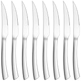 Joyfair Steakmesser Set, 8 Stück Edelstahl Steakbesteck Messerset mit Wellenschliff, 23cm Hochwertig Pizzamesser Tafelmesser für Haus/Restaurant/Hotel, Hochglanzpoliert & Spülmaschinenfest