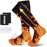 Beheizbare Socken, Dicke Heizsocken mit 2×5000mAh 5V Akku, 4 Stufen Heizung Elastisch Beheizte Socken 360° Fußwärmer, Waschbare Beheizbare Socken Damen Herren 36-46 für Ski Camping Arbeit im Freien