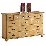 IDIMEX Kommode Schubladenschrank Landhauskommode Sideboard Colmar mit 12 Schubladen, Muschelgriffe, in gebeizt/gewachst