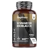 Schwarzer Knoblauch 100:1-15000mg pro Portion - Allium Sativum - 180 vegane Kapseln - 6 Monate Vorrat - Knoblauch (Black Garlic) - Frei von Magnesiumstearat - 1 Kapsel täglich - WeightWorld