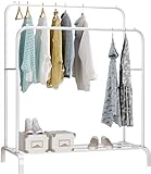 Edihome, Kleiderständer, Doppelt, Kleiderstange, 110 x 150 x 54 cm, Schuhregal, Metallisch, Stabil, Clothes Rack, Klamotten Ständer, Clothes Organizer (Weiß)