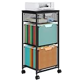 Sbanmao Mobiler Aktenschrank mit 3 Schubladen für Heimbüro, rollbarer Aktenschrank mit abschließbaren Rollen, Hängeregistraturordner, Organizer, Allzweckwagen Aufbewahrung und Organizer