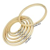 Uootach 6 Stück Stickrahmen, runder Stickrahmen aus Bambus, verstellbarer runder Stickrahmen, Gratfrei, glatt und leicht, Gut für Stickereien, Kunstwerke, DIY-Werkzeuge(3/4/5/6,3/7/8 Zoll), Brown