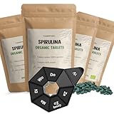 Cupplement - 4 Beutel Spirulina 300 Tabletten - Kostenlos Pillenbox - Bio - Kein Pulver oder Flocken - Nahrungsergänzung - Superfood - Chlorella - Kapseln - Capsule - 2 Kapseln pro Tag