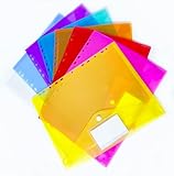 Dokumenten Mappen A4 Dokumententasche mit Klett-Verschluss 18C Dokumentenmappen zum Abheften sortiert durchsichtbar mehrfarbig transparent mit 11 Lochrand inkls. Etiketten (8, Mehrfarbig)