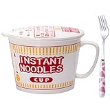 ECTbicyk Ramen Schüssel mit Deckel Groß Instant Nudeln Ramen Bowl Keramik Suppenschüssel mit Deckel und Griff (Rot, 1000ml)