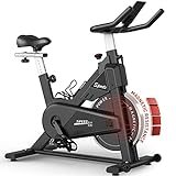 PASYOU Heimtrainer Fahrrad mit Magnetischer Widerstand, Fitnessbike Riemenantrieb, LCD Monitor mit RPM, IPad-Halterung Hometrainer 150 kg Belastbar Schwarz