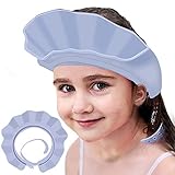 KOMIDK Baby-Duschhaube für Kinder, Duschhaube, Shampoo, Badekappe, verstellbar, Silikon, Haarwaschkappe, Badekappe für B, Blau