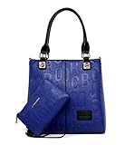 DEERWORD Damen Handtaschen Frauen Schultertaschen PU-Leder Bowlingtaschen Umhängetaschen Blau