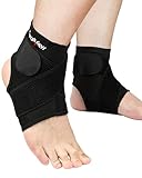 FitDA Sprunggelenkbandage 2er Pack, Atmungsaktive Fußbandage & Stützend Knöchelschutz für Sport & Alltag, Einstellbare Einheitsgröße Knöchelbandage für Damen & Herren(Schwarz)