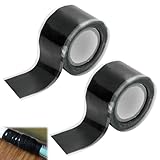 2 Rollen Selbstverschweißendes Silikonband, 2,5cm x 3 Meter Wasserdicht Isolierband Selbstklebendes Abdichtband Silikon Tape Reparaturband Dichtband für Schlauchreparatur Kabelreparatur Schwarz