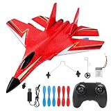 WDKXCN RC Flugzeuge 2CH, 2.4Ghz Ferngesteuertes Flugzeug Spielzeug mit LED-Licht, RC Flugzeug Anfänger mit Fernsteuerung und USB Aufladung, Spielzeug Styroporflieger für Erwachsene, Rot
