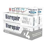 Biorepair, Pro White Zahnpasta, 4 Packungen à 60 ml, aufhellende Zahnpasta mit PVP-Polymer-Technologie, repariert Nagellack und Zahnstein für weiße und strahlende Zähne, ohne Fluorid