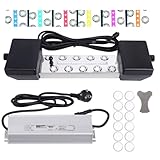 MOGOULUA Nebelmaschine 10 Kopf Ultraschall Nebelgerät 7L/H mit Farbigen LED Lichtern 400W Wasserdichtem Netzteil Nebelmacher für Teich Gartenbau Gewächshauslandschaf Hochzeiten Halloween