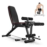 Klappbare Schrägbank Bauchtrainer, Multi Trainingsbank Hantelbank Verstellbar Physionics Sit up Bank mit Beincurler für Langhantel, Negativbank Sportbank Flachbank Krafttraining