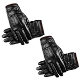 MmotZsb Lederhandschuhe Herren, Leder Handschuhe Herr, Lederhandschuhe, Schwarz, Gefüttert, Winterhandschuhe, 12 X 25 Cm, Für Outdoor, Autofahren, Wintersport
