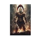 XYSXMY Poster, Motiv: Spartanischer Krieger, Motiv: wilder spartanischer Krieger, dekoratives Gemälde, Leinwand, Wandposter und moderne Familienschlafzimmer-Dekoration, 20 x 30 cm
