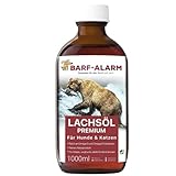 1 Liter Premium Lachsöl für Hunde mit Omega 3 und Omega 6 Fettsäuren – Fischöl für den Hund & Katze – Barf Lachs für Welpen Adulte Senioren, Katzen & Sporthunde