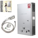 ECUTEE Gas Durchlauferhitzer LPG 18L 36KW Flüssiggas Warmwasserbereiter, Tankless Instant Heißwasserbereiter Gastherme mit Duschkopf Duschschlauch, für Outdoor Camping Baden RV Dusche