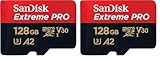 SanDisk Extreme PRO microSDXC UHS-I Speicherkarte 128 GB + Adapter & RescuePRO Deluxe (Für Smartphones, Actionkameras oder Drohnen, A2, Class 10, V30, U3, 200 MB/s Übertragung) (Packung mit 2)